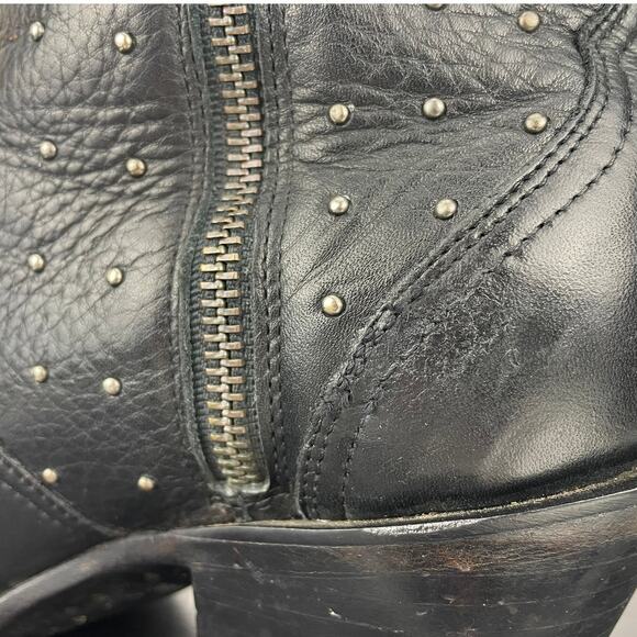 LUCCHESE Harley Ankle Boot Black Studded Womens (9 Leather Western‎ Boho Zip - Picture 10 of 13